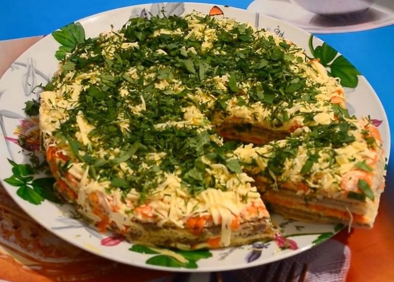Селедочный торт на вафельных коржах